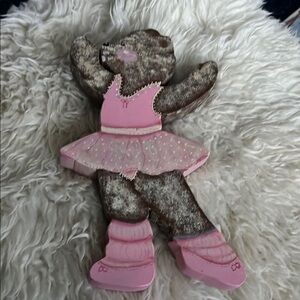 Vintage Hand painted Pink Ballerina Teddy Bear Decor